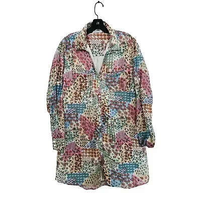 Roller Rabbit Patchwork Shirt Dress Cotton Silk Long Sleeve Size Med • $29.99