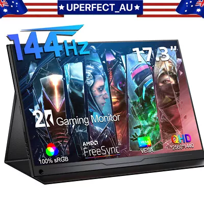 144HZ 2K 17.3  QHD Ultra Slim HDR Portable Monitor IPS 2560 X 1440 HDMI 2*Type-C • $339.99