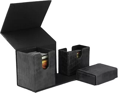 Black Deck Storage Box CCG TCG Game Card Holds 192 Cards &15 Dice MTG Pokemon • £29.99