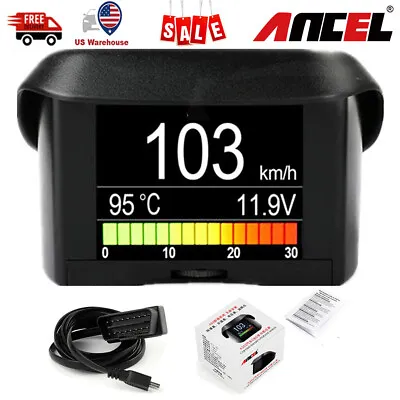 ANCEL A202 Car Digital Speedometer OBD2 Speed Fuel Consumption Temperature Gauge • $42.99