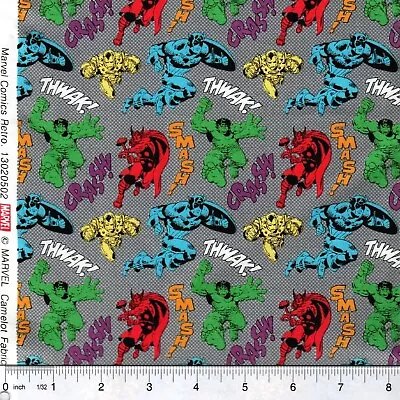 $5.50 • Buy Marvel Comics Avengers Unite Retro 100% Cotton Fabric PICK SIZE