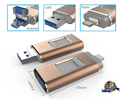 USB Flash Drive For IPhone IPad Photo Stick Memory Stick External Storage 256GB • £10.22