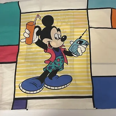 Vintage Disney 90s Cool Mickey Mouse Standard Pillowcase Color Block Pattern USA • $14.99