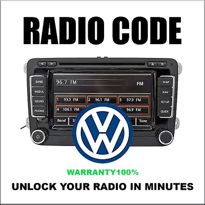 Radio Code Unlock Vw Rns510 Codes Rcd500 Rcd210 Decode Rns315 35 Fast Service • $7.99