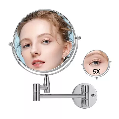 Extendable Magnifying Wall Mounted Bathroom Swivel Mirror Shaving Make Up Mirror • £18.95