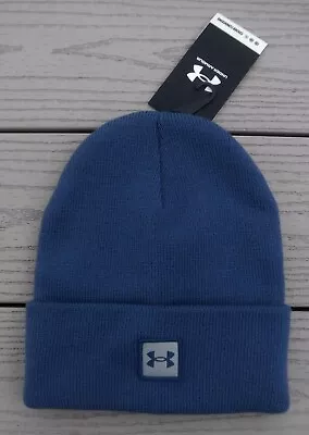 NWT UNDER ARMOUR  UA Halftime  Mens Cuffed Knit Beanie Hat-OSFM Ret@$22 BLUE • $18.99