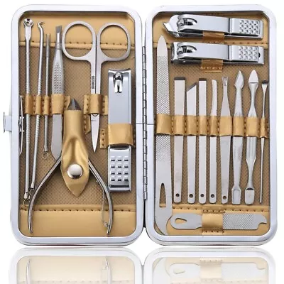 Manicure Set Pedicure Kit Professional 19 Pcs Nail Clipper For Men Grooming Nose • $14.75