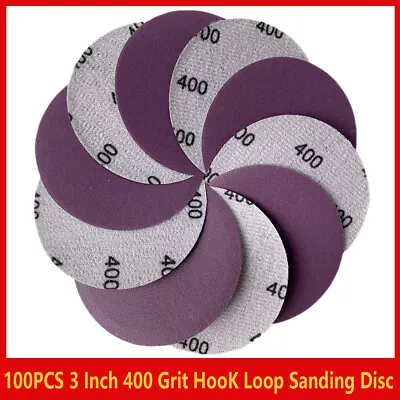 100PCS 3 Inch Sanding Discs 400 Grit Hook And Loop Sandpaper Orbital Sander Pads • $14.90