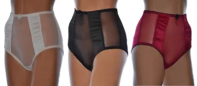 Sheer Mesh Knickers With Satin Front Panels High Waisted Vintage Style Panties  • $18.48