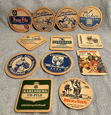 Set Of 12 Vintage German Beer Coasters - Karlsberg Parkbrau Beck’s • $7.99