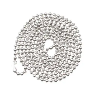 2 Nickel Plated Ball Bead Neck Chains ID Badge Holder Lanyard Necklace 36  Long • $4.59