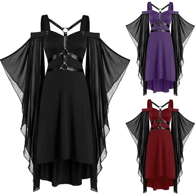 £29.52 • Buy Women Medieval Punk Bandage Witch Cosplay Gothic Maxi Dress Party Retro Costume