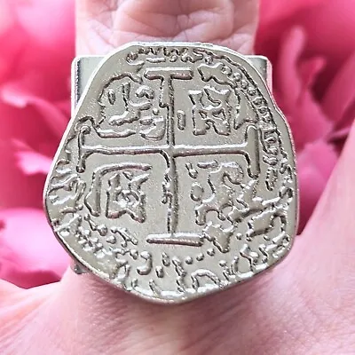 Chunky Signet Ring Simulated Medieval Coin Cross Religious Jewelry Size 6.5 - 10 • $18