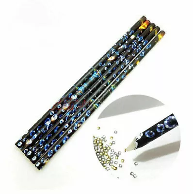 10Pcs Rhinestones Bead Picker Wax Resin Pencil Nail Art Dotting Tool Point Pen • $13.99