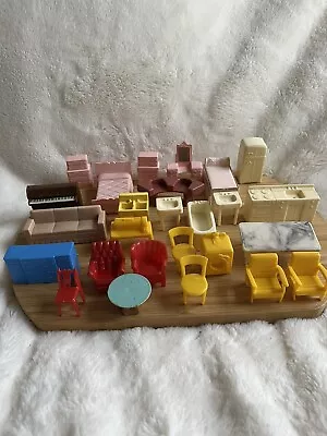 Marx & Blue Box 26 Pieces VTG 1950s/1960s Plastic Dollhouse Furniture Mixed Lot • $40