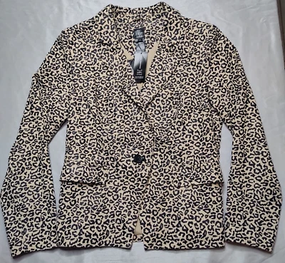 $29.99 • Buy VAKKO FOR INC Women Large Safari Chic Leopard Print Faux Suede Blazer Jacket NEW