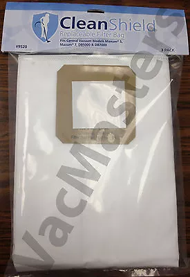$23.49 • Buy GENUINE Vacuflo Maxum 5 7 9 & DB5000 - DB9000 Central Vacuum Filter Bags 3/pk