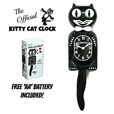 BLACK KITTY CAT CLOCK (3/4 Size) 12.75  Free Battery MADE IN USA Kit-Cat Klock • $49.99