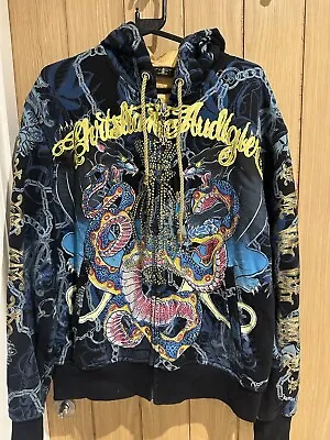 Stunning & Extremely Rare Vintage Ed Hardy Christian Audigier Snake Hoodie LG • £699