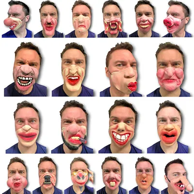 Half Face Comedy Funny People Face Mask Stag Hen Latex Party Masks Masquerade • £7.97