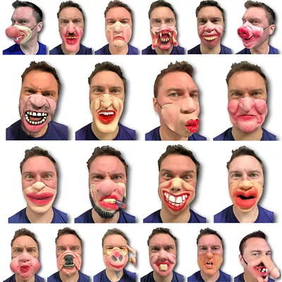 Half Face Comedy Funny People Face Mask Stag Hen Latex Party Masks Masquerade • £5.97