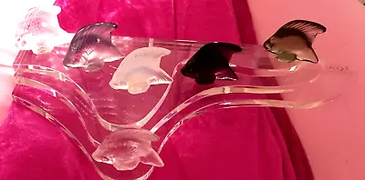 Fish Angel Lalique Crystal X 6  Plus Original Lalique Stand Outstanding Display • £675