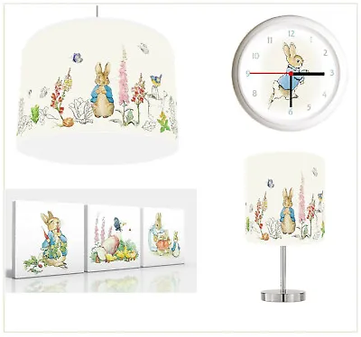 PETER RABBIT GARDEN Choose Lampshade  Lamp  Wall Art  Wall Clock Or Bundle • £22.99