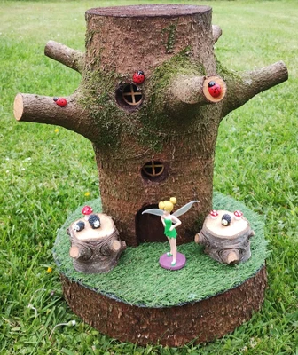 £30.99 • Buy Tinkerbell Fairy House - Garden Ornament Chainsaw Carving