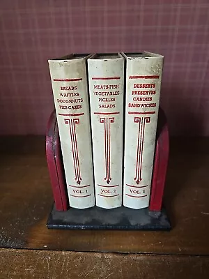 Vintage Chef-An-Ette Cookbooks Style Tin Recipe Holder Red/Black & Cream! • $14.99