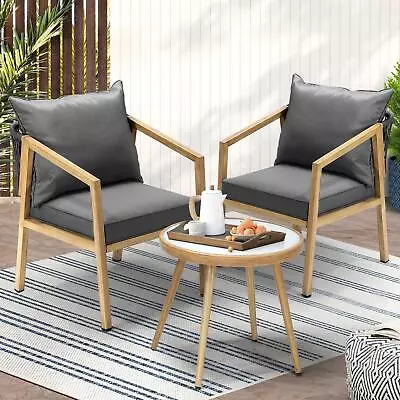 Livsip Outdoor Bistro Set Dining Chairs Table Patio Furniture Setting 3 Piece • $259.90