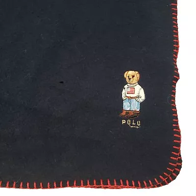 Polo Bear Fleece Throw Embroidered Bear Whip Stitch Lauren Ralph Lauren 50x70 • $19.79