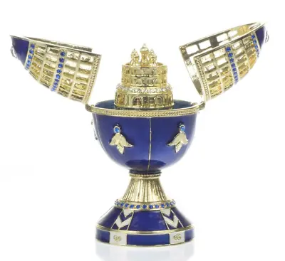 Blue Faberge Egg & Castle Trinket Box Handmade By Keren Kopal Austrian Crystals • $1.26