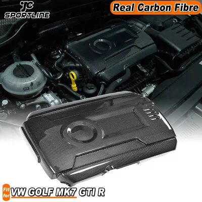 $176.47 • Buy For VW GOLF MK7 GTI R 2014-17 Carbon Fiber Front Engine Cover Hood Trim Replace