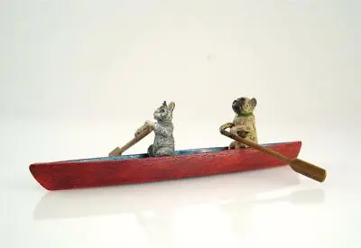 Franz Bergmann Vienna CAT And PUG In BOAT Cold Painted Bronze Dog Rowing • $259.99