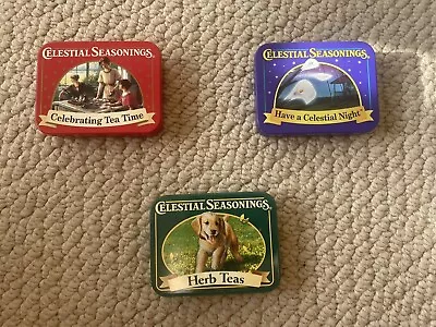 Vintage Celestial Seasonings Lot Of 3 Tea Tins With Puppy • $24