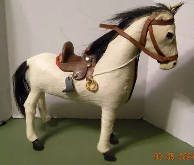 Vtg  Horse Figure Made With Real Natural Fur/Hair 11” Tall - Beautiful • $9.59