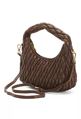 Melie Bianco Sophia Recycled Vegan Medium Shoulder  Bag. Chocolate • $89