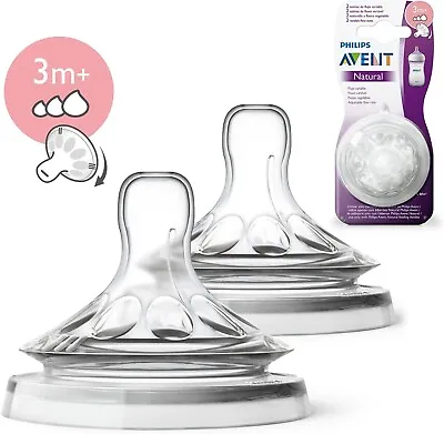 Philips Avent Natural Teats 3 Months+ Variable Flow 2 Pack SCF045/27 • $28.49