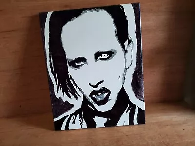 Original Artwork MARILYN MANSON Portrait 16  X 20  Canvas Unsigned Black + White • $106.56