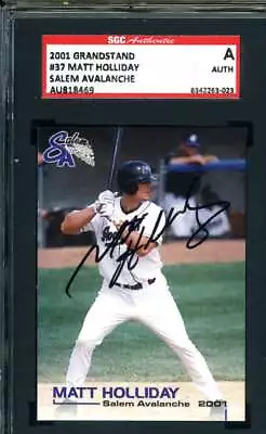 Matt Holliday SGC Coa Signed 2001 Grandstand Rookie Autograph • $59