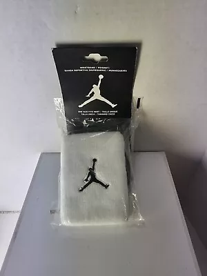 SEALED Vintage Nike Jordan Wristbands Double Wide Pair Jumpman White  OSFM • $26.39