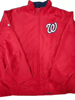 Majestic MLB Washington Nationals Full Zip Jacket In Red Size 44 • $30.32