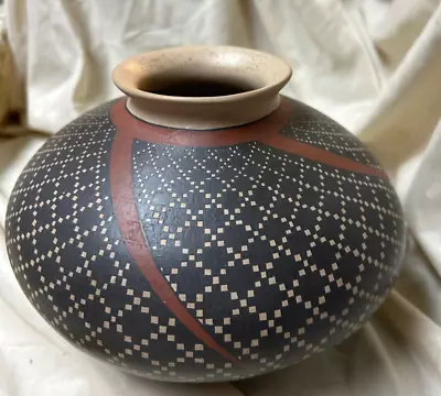 Opportunity To Buy A Lovely Checkered Olla By Humberto Ponce's Of Mata Ortiz! • $50