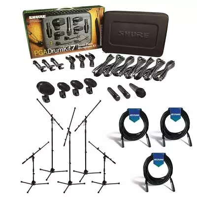 Shure 7-Piece Drum Microphone Kit W/Samson 5 Pack Drum Kit LW Mic Boom Stand • $598.99