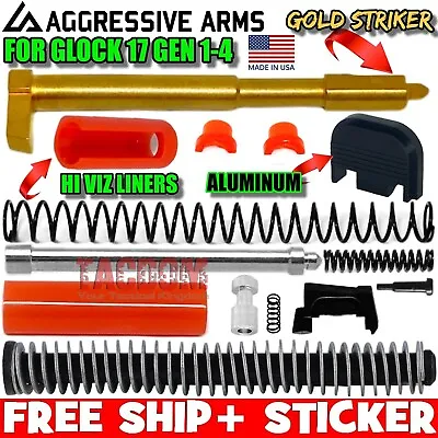 $42.95 • Buy AGGRESSIVE ARMS USA Slide Parts Kit For Glok 17 GEN 1-3 PF940V2 9mm GOLD STRIKER