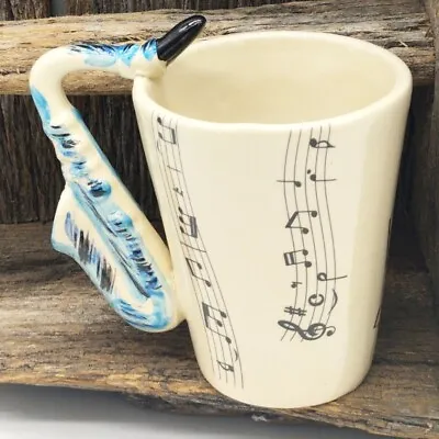 Saxophone Coffee Cup Musical Band Instrument Handle Mug Music Notes  • $11.18
