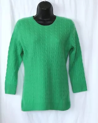 J. CREW Green Rnd Nck Cashmere Swtr 3/4 Slvs 33 In Chest 23.5 In Long Sz S EXC • $32.99