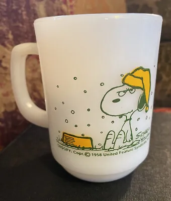 Vtg Fire King SNOOPY Mug I Hate When It Snows On My French Toast Milk Glass 1958 • $20