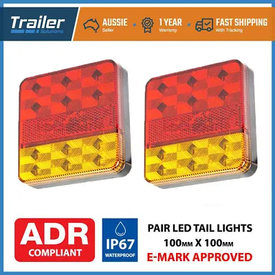 $26.95 • Buy Pair 12v Led Trailer Lights Light Square Tail Stop Indicator Truck Lamp Kit