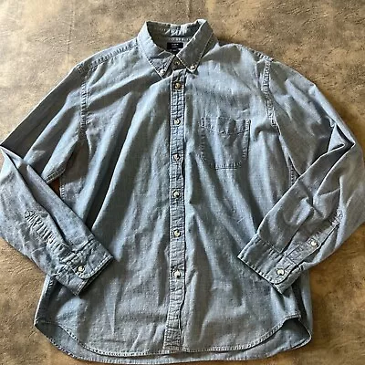 J Crew Chambray Shirt Men's Size L Blue Long Sleeve Button Down • $19.95